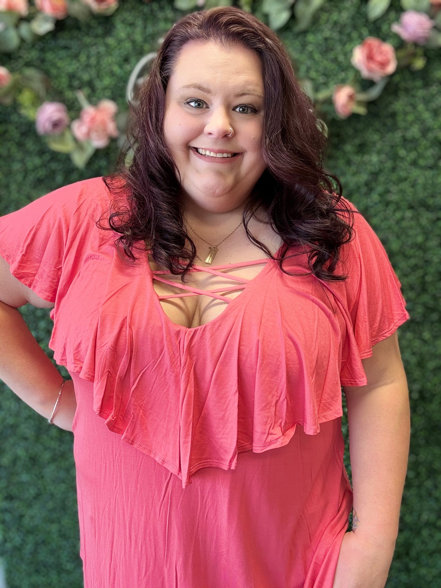 Keep It Sassy Coral Top (1X-2X-3X)