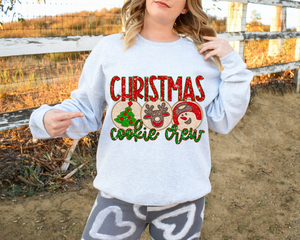 Faux Sequin Christmas Cookie Tee or Crew