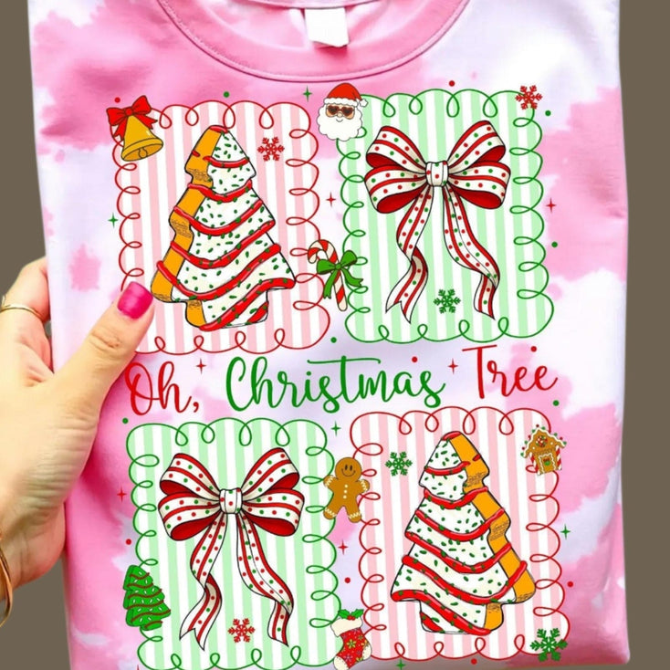 Oh Christmas Tree Tiedye Tee or Crew