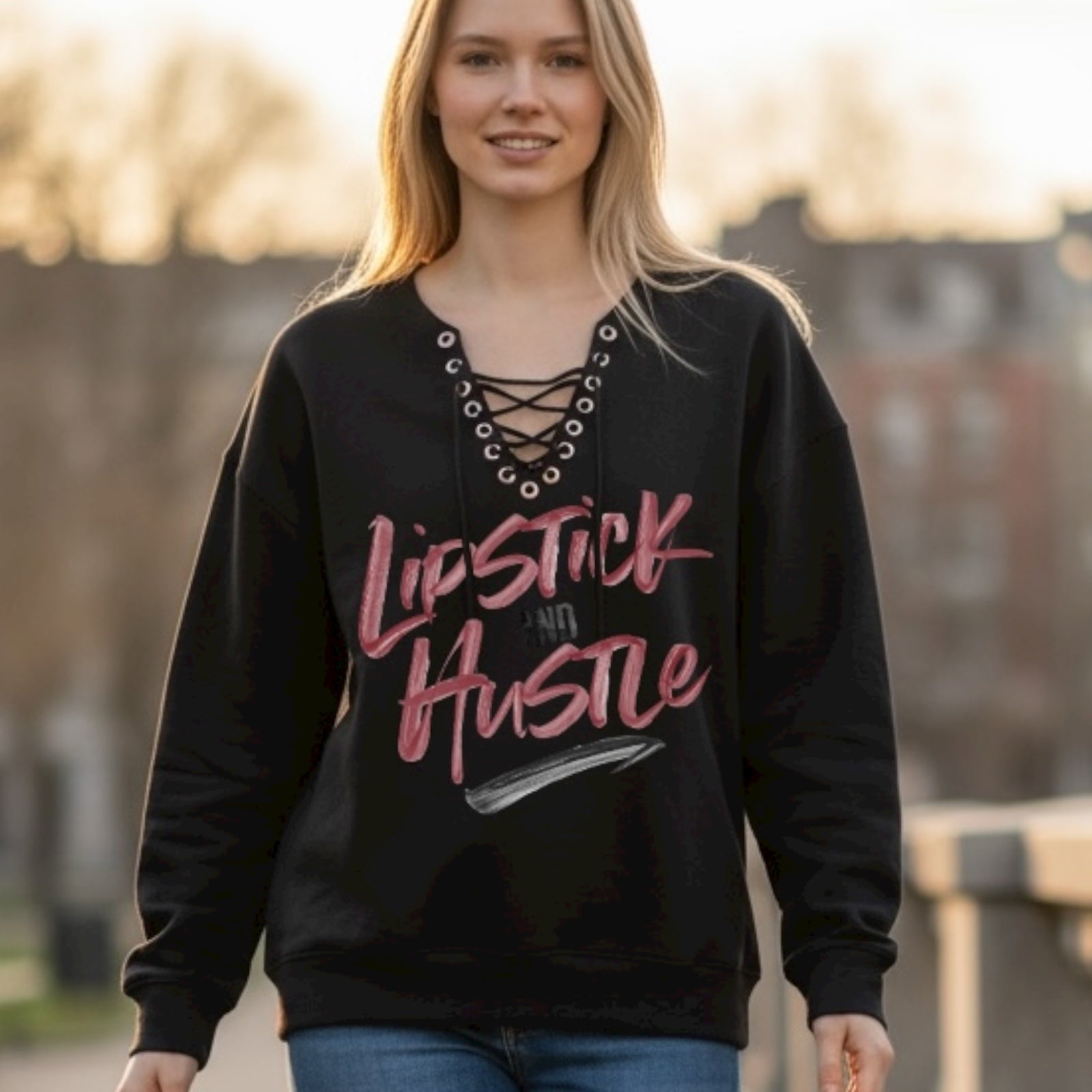 Lipstick & Hustle Tee or Crew